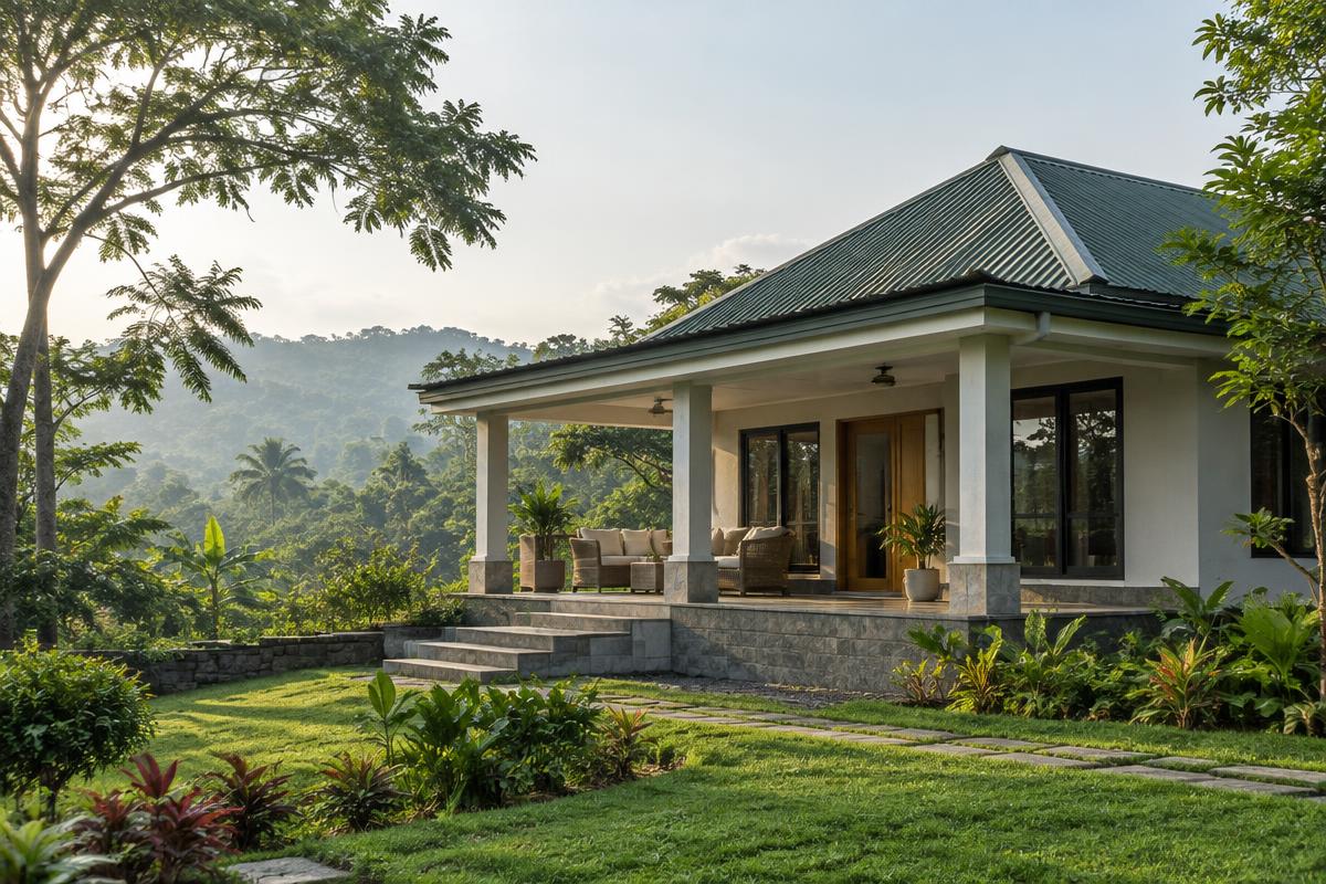 A peaceful retreat house surrounded by greenery